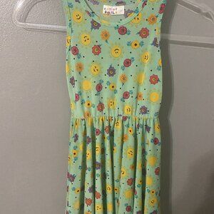 Dot Dot Smile Green Smiley Face Floral Swing Dress 3/4
